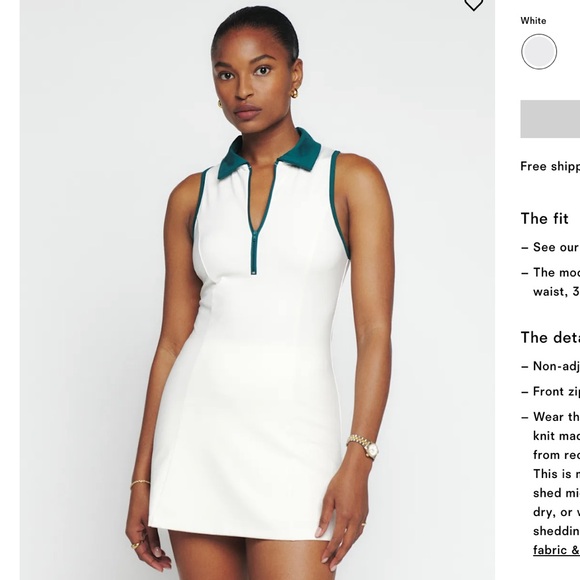 Reformation Dresses & Skirts - NEW Reformation Leslie Ecomove Zip Front Active Tennis Dress in XL